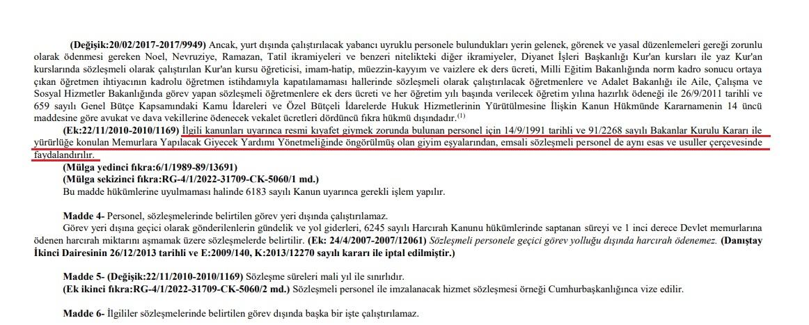Resim-Sözleşmeli Personel Resmi Kıyafet Giyecek Yardımı