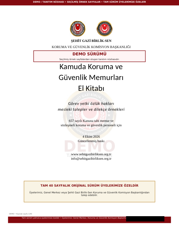 Kamuda Koruma ve Güvenlik Memurları El Kitabı demo kapağı